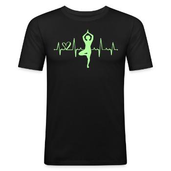 Yoga - Männer Slim Fit T-Shirt - Schwarz - Vorne - Nik (191cm)