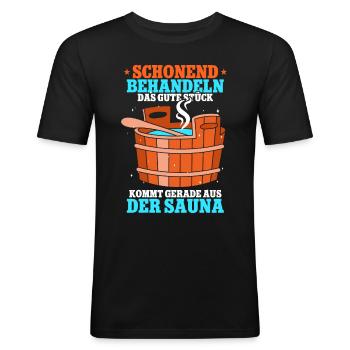 Sauna - Männer Slim Fit T-Shirt - Schwarz - Vorne - Nik (191cm)
