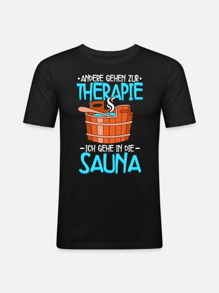 Sauna - Männer Slim Fit T-Shirt - Schwarz