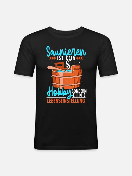 Sauna - Männer Slim Fit T-Shirt - Schwarz