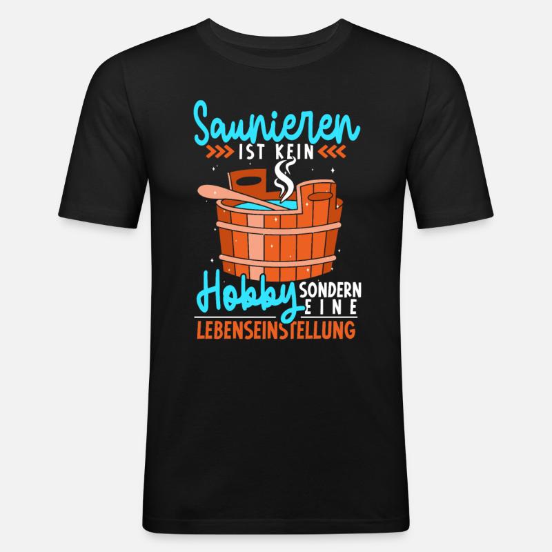 Sauna - Männer Slim Fit T-Shirt - Schwarz