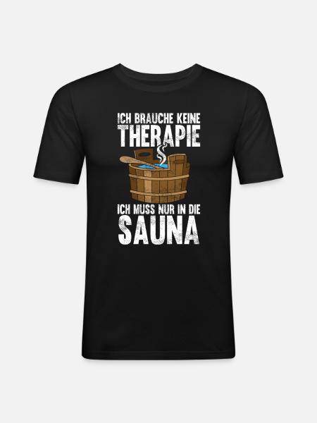 Sauna - Männer Slim Fit T-Shirt - Schwarz