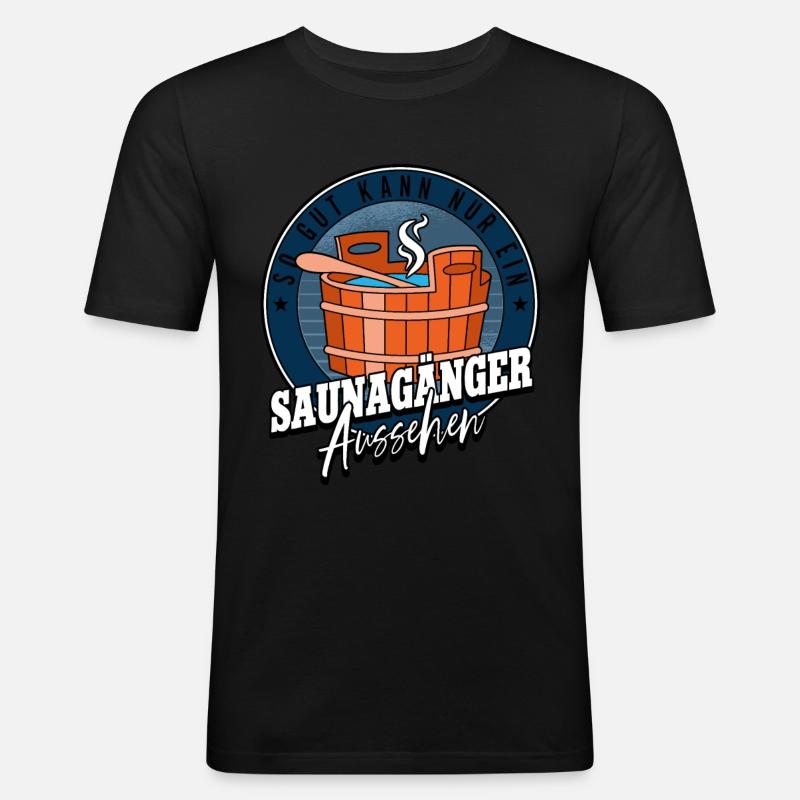 Sauna - Männer Slim Fit T-Shirt - Schwarz