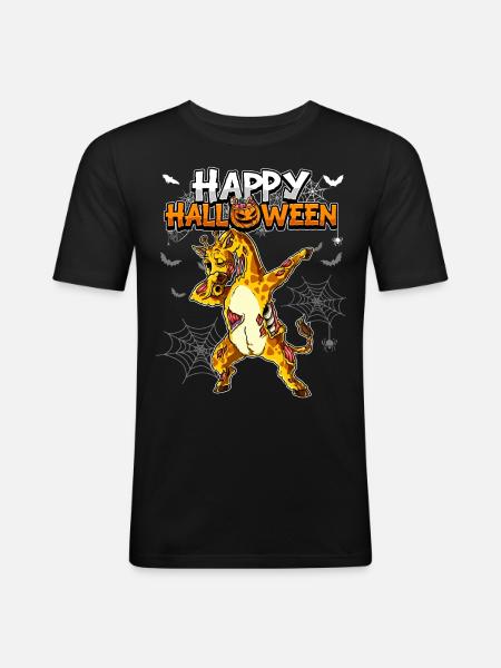 Halloween Giraffe Zombie - Männer Slim Fit T-Shirt - Schwarz