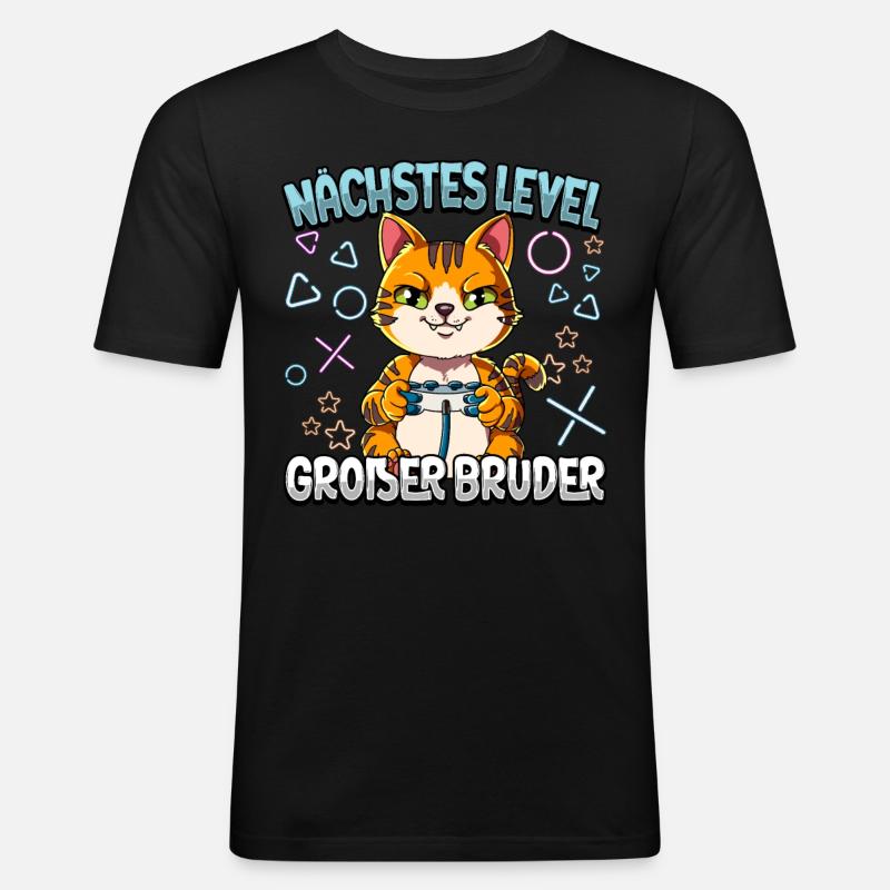 Nächstes Level Großer Bruder - Männer Slim Fit T-Shirt - Schwarz