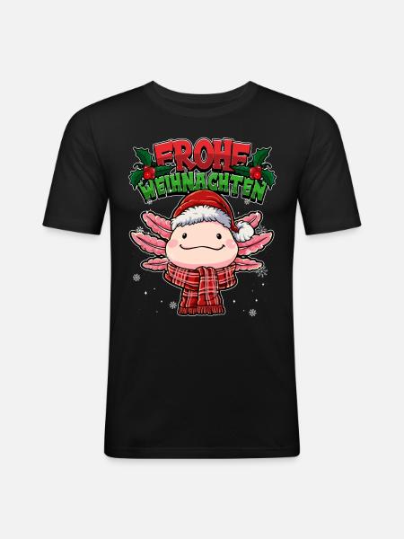 Frohe Weihnachten - Männer Slim Fit T-Shirt - Schwarz