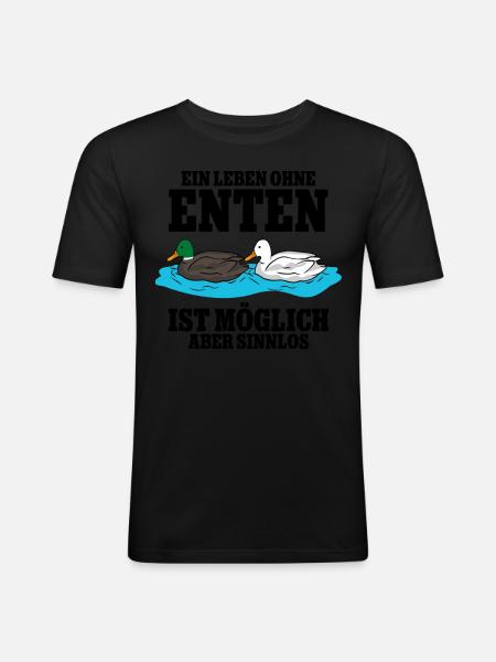 Enten - Männer Slim Fit T-Shirt - Schwarz