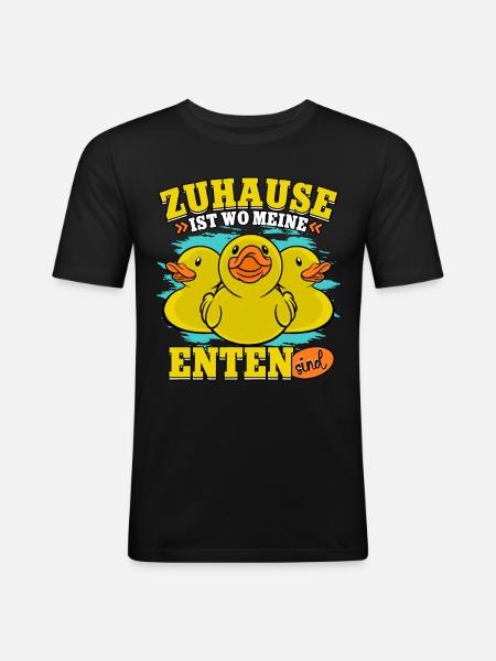 Enten - Männer Slim Fit T-Shirt - Schwarz