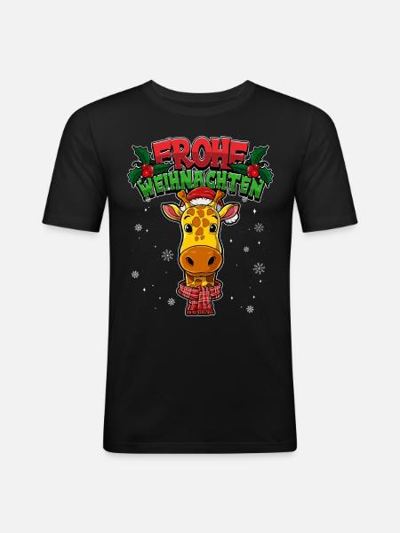Frohe Weihnachten - Männer Slim Fit T-Shirt - Schwarz