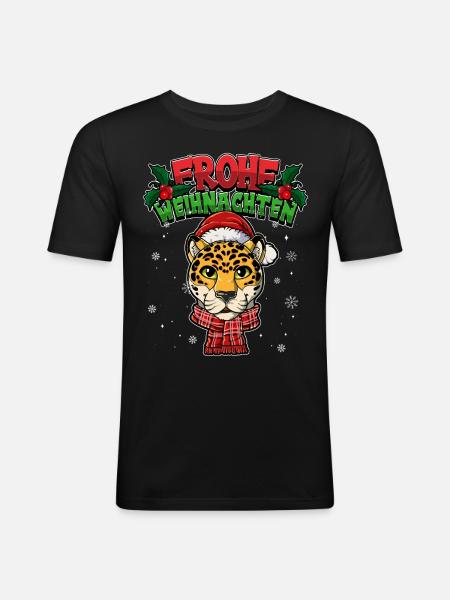 Frohe Weihnachten - Männer Slim Fit T-Shirt - Schwarz