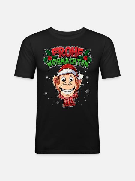 Frohe Weihnachten - Männer Slim Fit T-Shirt - Schwarz