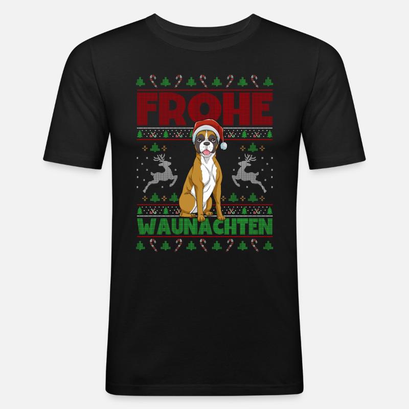 Frohe Weihnachten Boxer - Männer Slim Fit T-Shirt - Schwarz