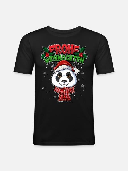 Frohe Weihnachten - Männer Slim Fit T-Shirt - Schwarz