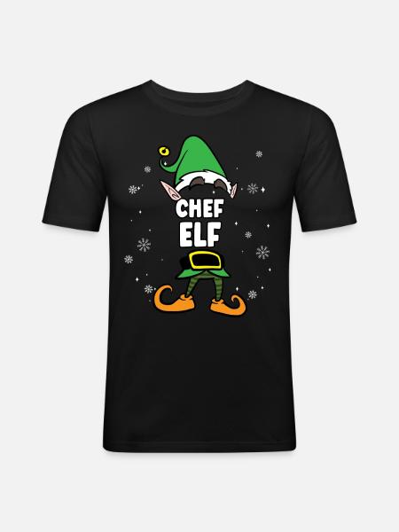 Chef Elf Partnerlook Weihnachten - Männer Slim Fit T-Shirt - Schwarz