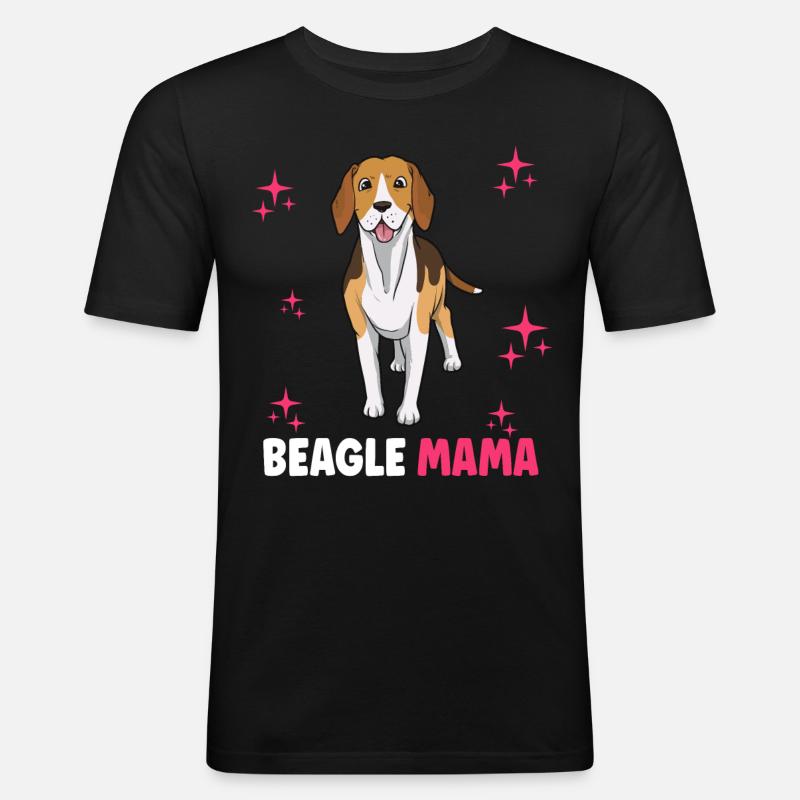 Beagle Mama - Männer Slim Fit T-Shirt - Schwarz