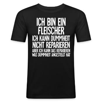 Fleischer - Männer Slim Fit T-Shirt - Schwarz - Vorne - Nik (191cm)
