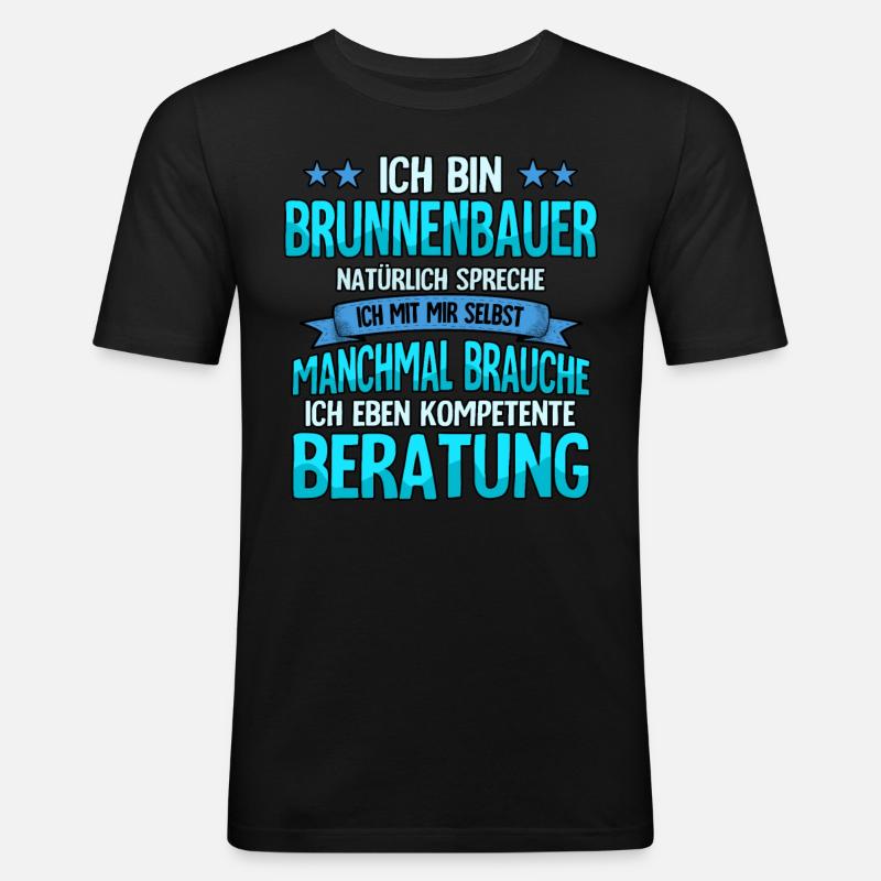 Brunnenbauer - Männer Slim Fit T-Shirt - Schwarz