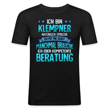 Klempner - Männer Slim Fit T-Shirt - Schwarz - Vorne - Nik (191cm)