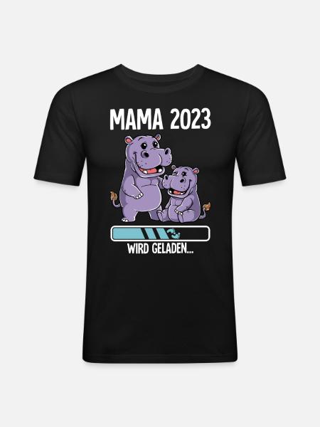 Werdende Mama 2023 - Männer Slim Fit T-Shirt - Schwarz
