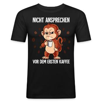 Nicht Ansprechen Vor Dem Ersten Kaffee Affe - Männer Slim Fit T-Shirt - Schwarz - Vorne - Nik (191cm)