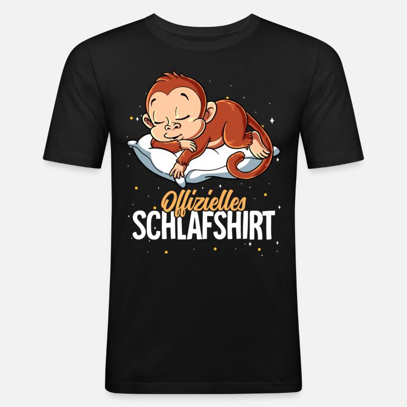 Offizielles Schlafshirt Affe - Männer Slim Fit T-Shirt - Schwarz