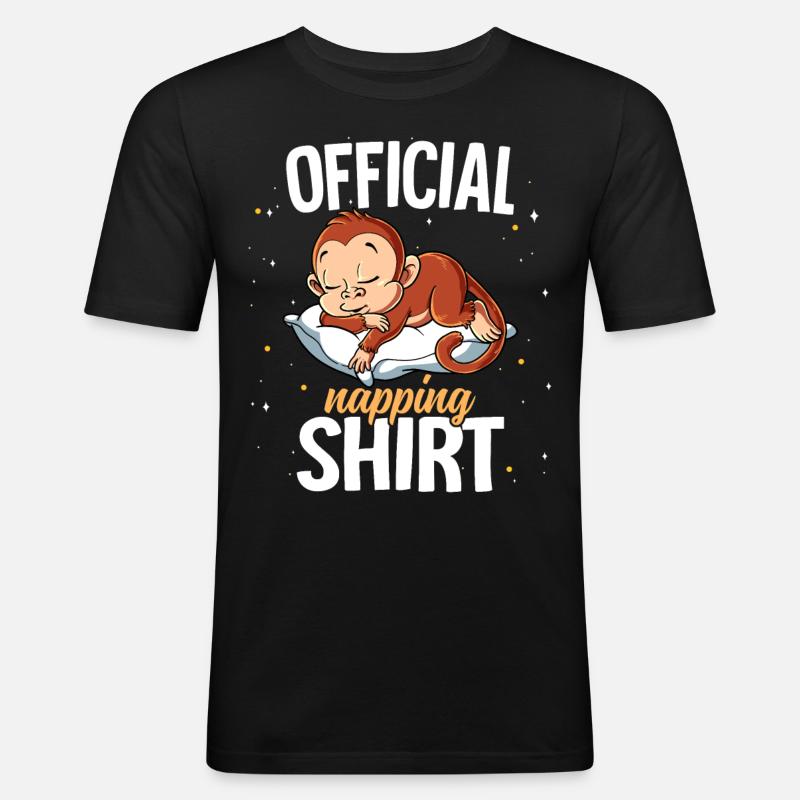 Sleeping Monkey Official Napping - Men's Slim Fit T-Shirt - black