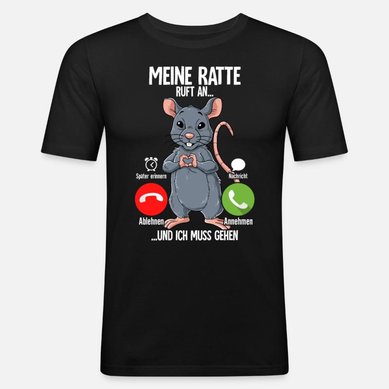Mein Ratte Ruft An - Männer Slim Fit T-Shirt - Schwarz
