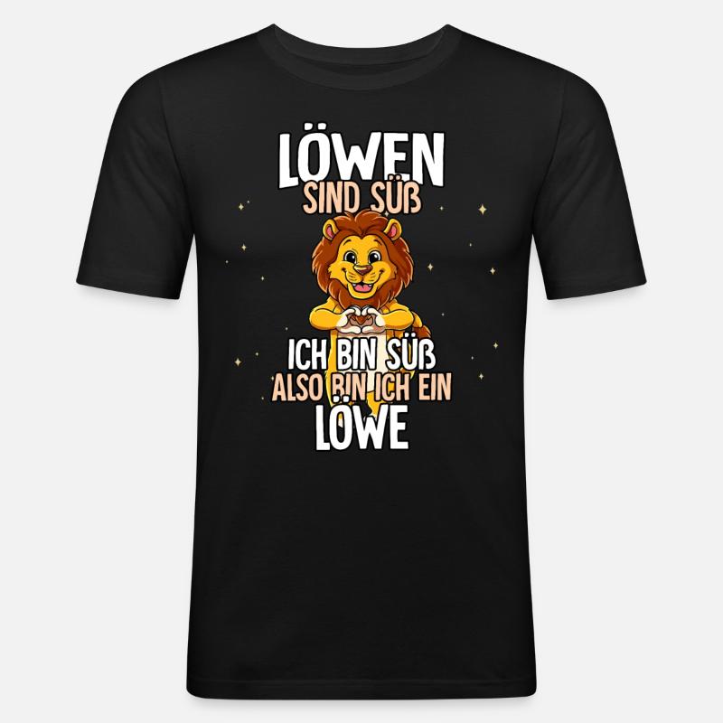 Löwen Sind Süß Löwe - Männer Slim Fit T-Shirt - Schwarz