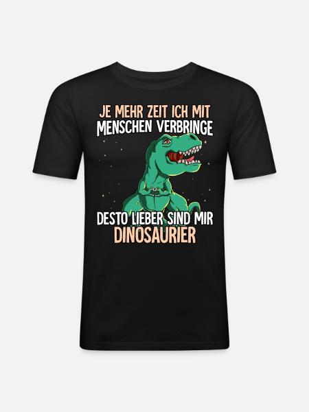 T-rex - Männer Slim Fit T-Shirt - Schwarz