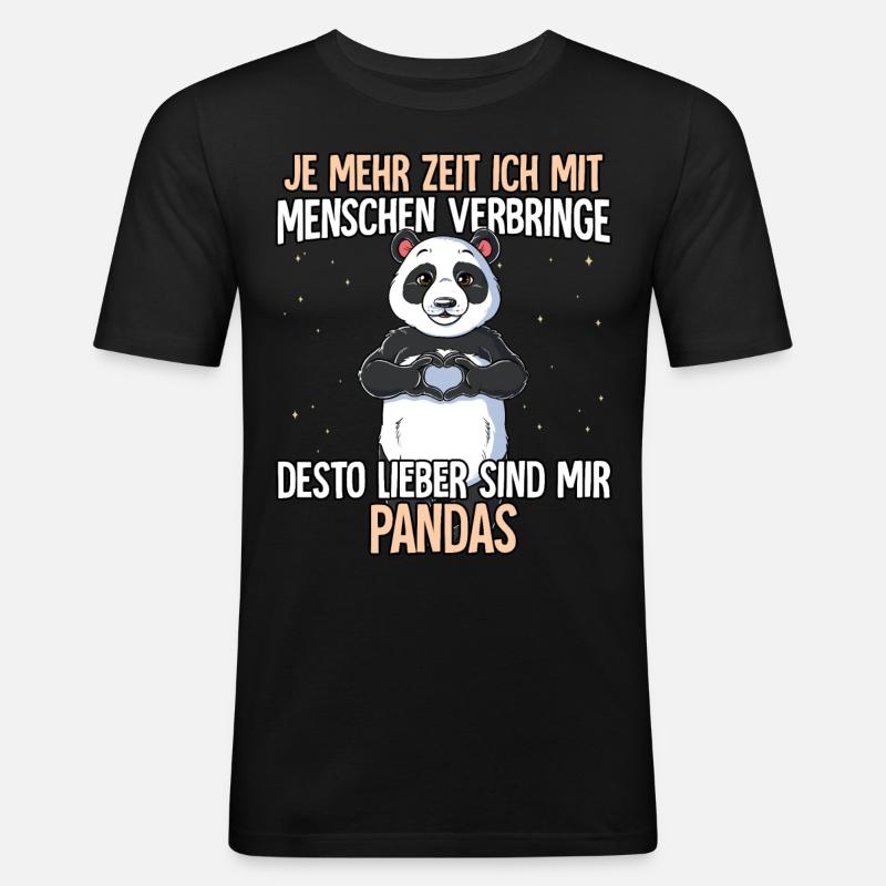 Panda - Männer Slim Fit T-Shirt - Schwarz