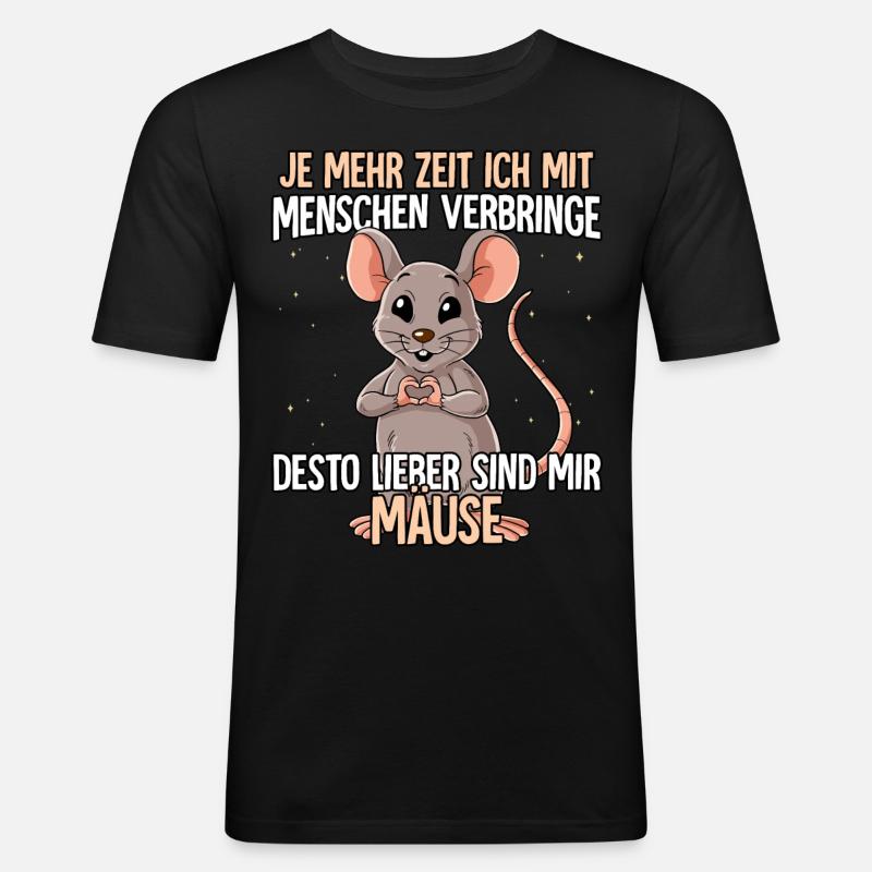 Maus - Männer Slim Fit T-Shirt - Schwarz