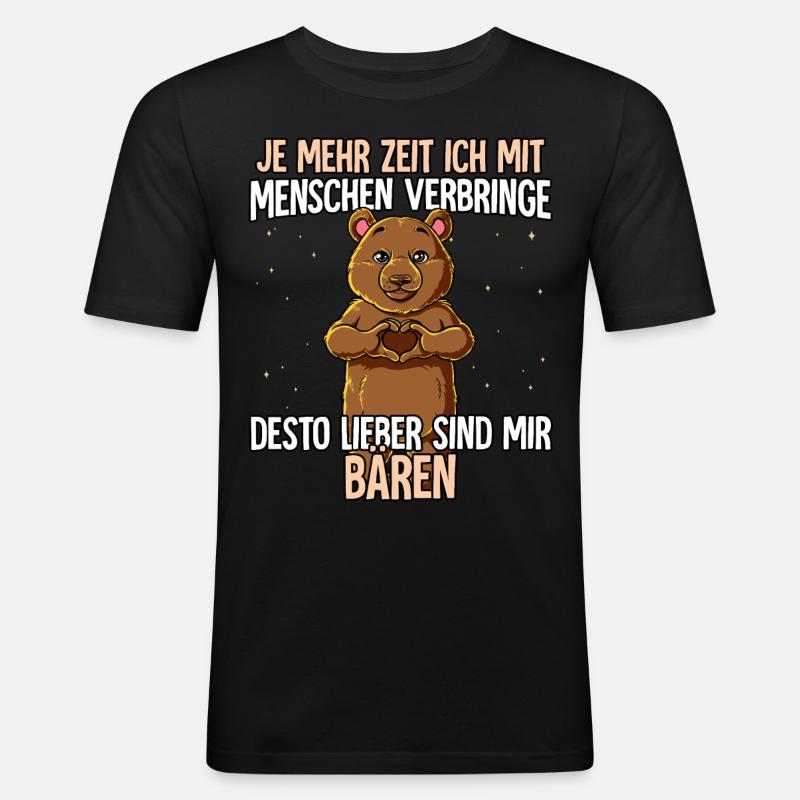 Bär - Männer Slim Fit T-Shirt - Schwarz