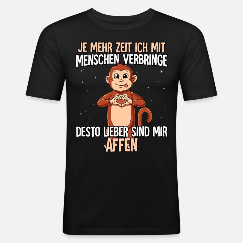 Affe - Männer Slim Fit T-Shirt - Schwarz