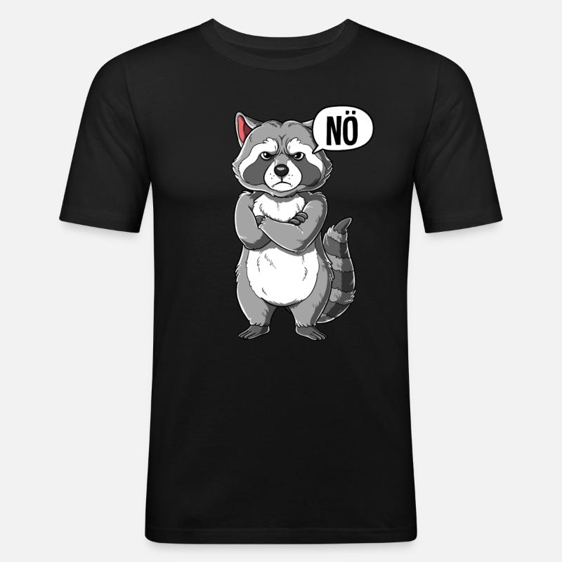 Waschbär Nö - Männer Slim Fit T-Shirt - Schwarz