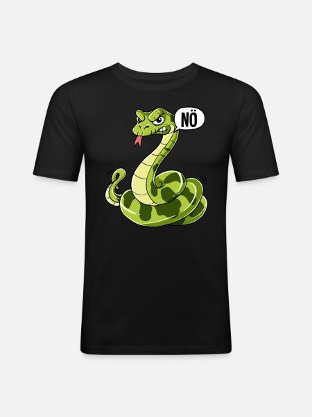 Schlange Nö - Männer Slim Fit T-Shirt - Schwarz