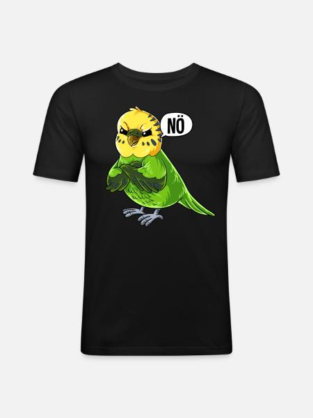 Wellensittich Nö - Männer Slim Fit T-Shirt - Schwarz