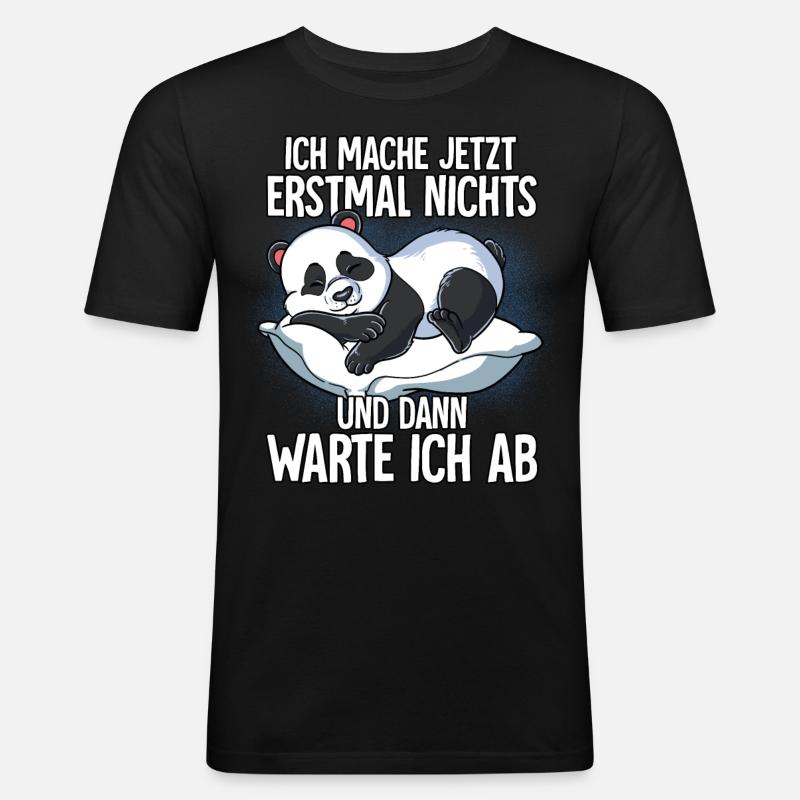 Langschläfer Panda Müde Schlaf - Männer Slim Fit T-Shirt - Schwarz