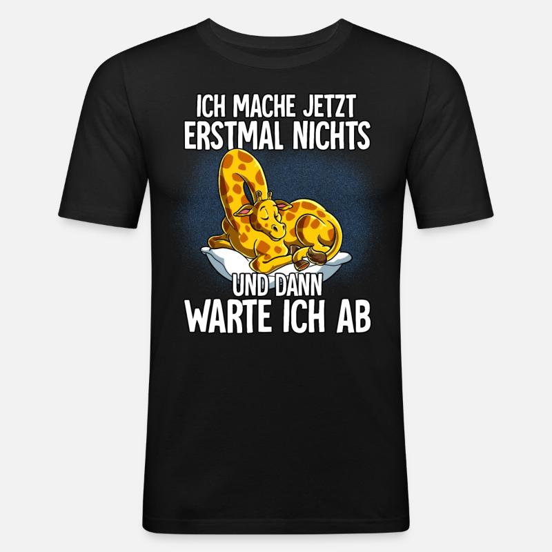 Langschläfer Giraffe Müde Schlaf - Männer Slim Fit T-Shirt - Schwarz