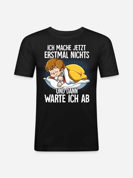 Langschläfer Junge Müde Schlaf - Männer Slim Fit T-Shirt - Schwarz