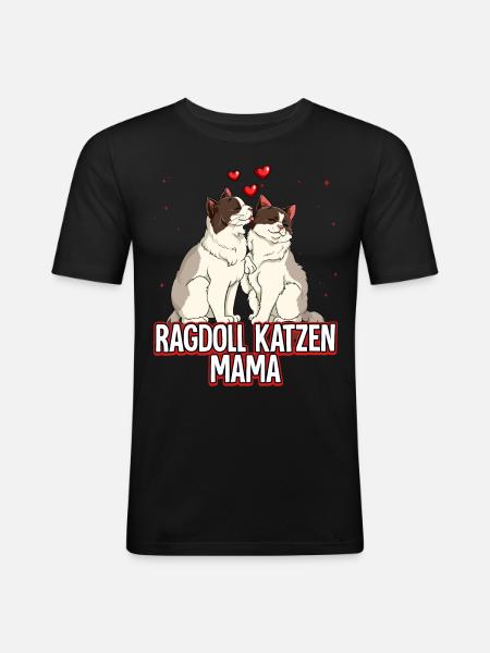 Ragdoll Katzen Mama - Männer Slim Fit T-Shirt - Schwarz