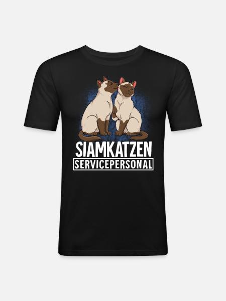 Siamkatze - Männer Slim Fit T-Shirt - Schwarz