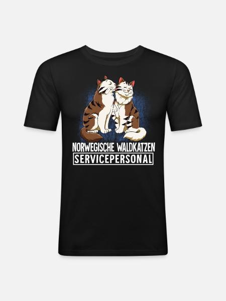 Norwegische Waldkatze - Männer Slim Fit T-Shirt - Schwarz
