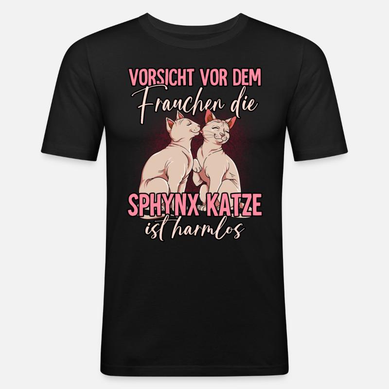Sphynx Katzen - Männer Slim Fit T-Shirt - Schwarz