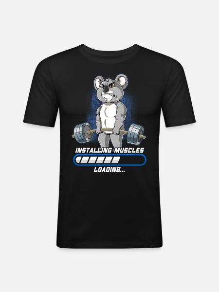 Koala muskelbyggande Bodybuilding Fitness Gym - Slim Fit T-shirt herr - svart