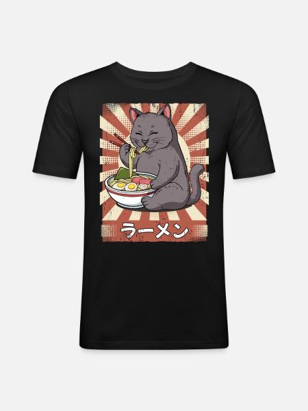 ramen cat noodle soup ramen - Men's Slim Fit T-Shirt - black