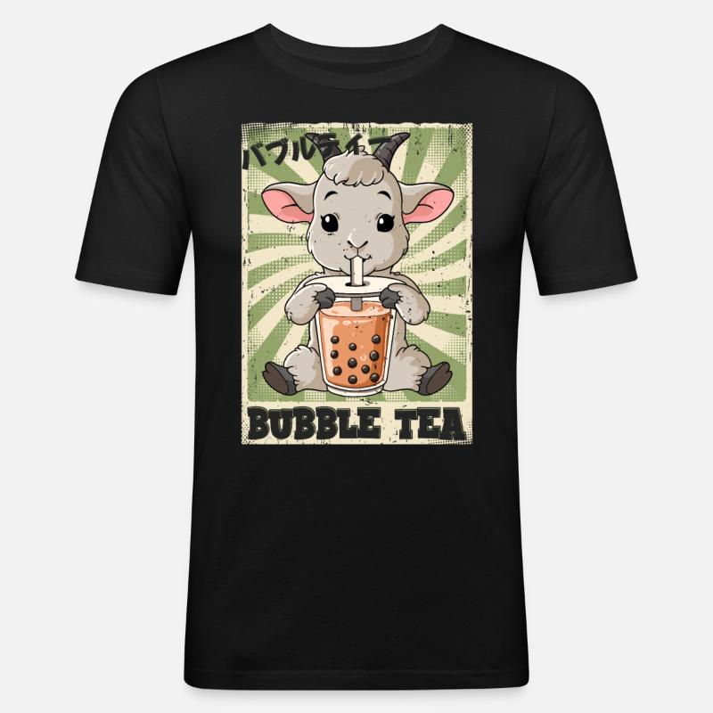 Boba Tea Goat Bubble Tea - Men's Slim Fit T-Shirt - black