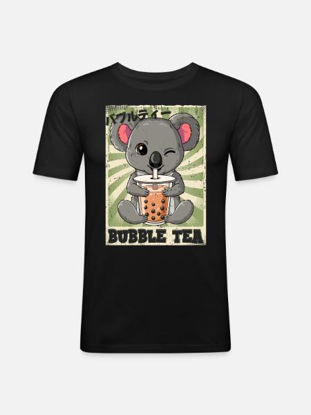 Boba Tea Koala Bubble Tea - Men's Slim Fit T-Shirt - black