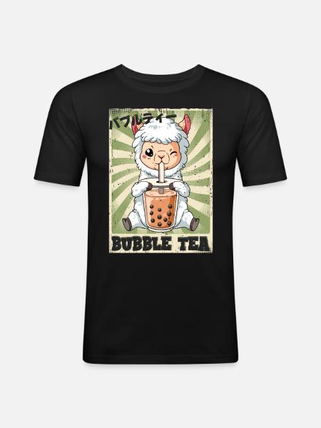 Boba Tea Lama Bubble Tea - Men's Slim Fit T-Shirt - black