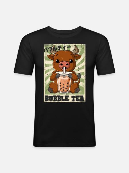 Boba Tea Ox Bubble Tea - Men's Slim Fit T-Shirt - black