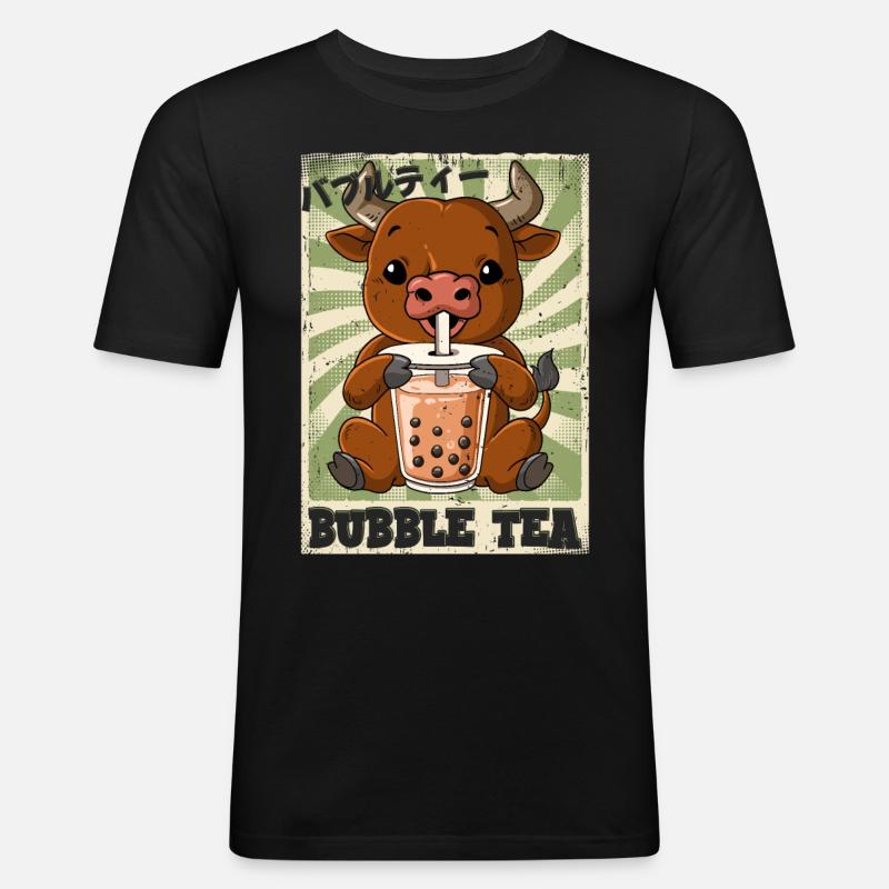 Boba Tea Ox Bubble Tea - Men's Slim Fit T-Shirt - black